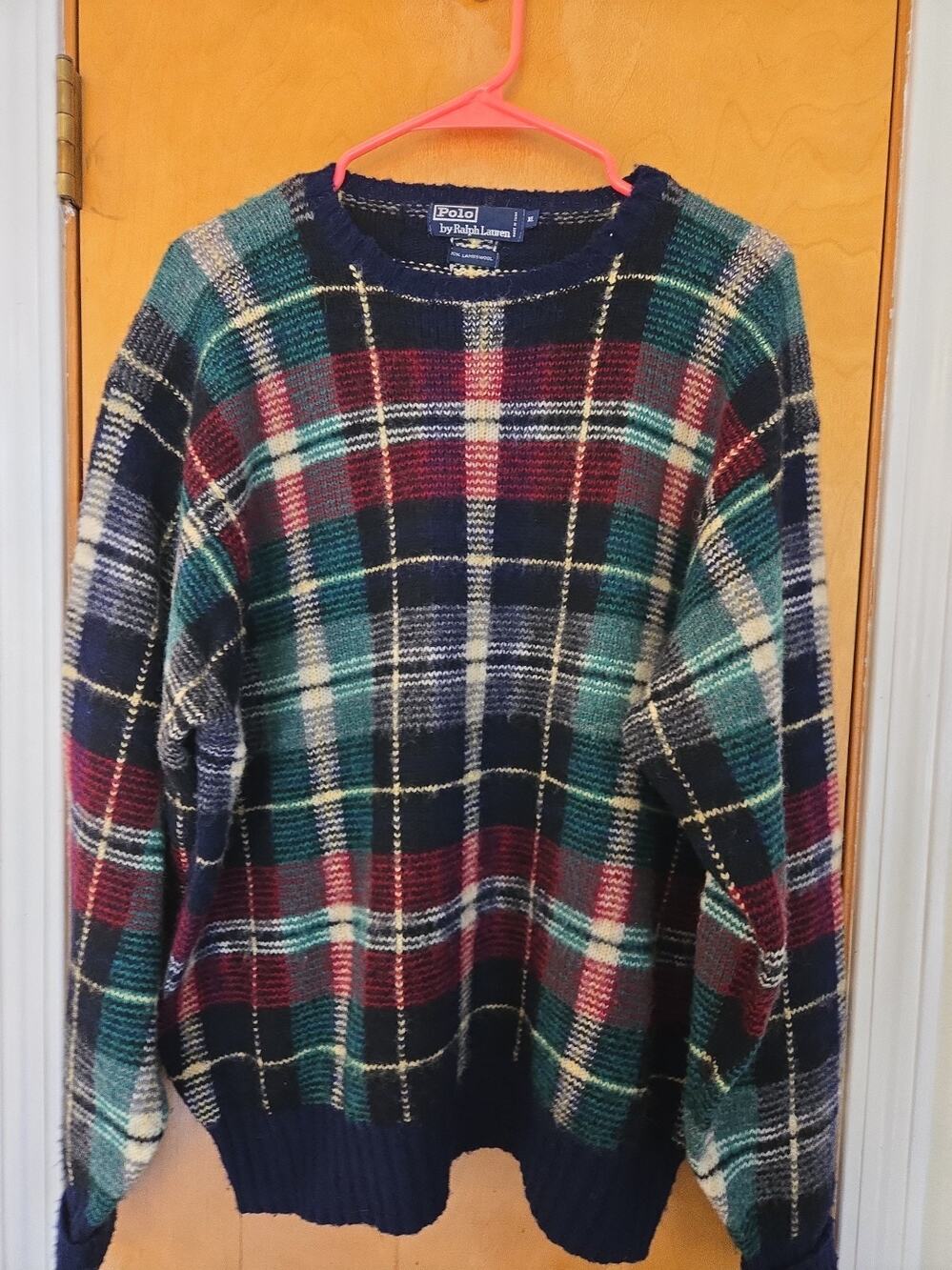 Polo Ralph Lauren Men’s Wool Plaid Tartan Crewneck Knit Sweater Size XL